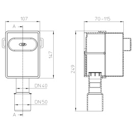 Korpus syfonu wielofunkcyjnego do zabudowy DN40/50