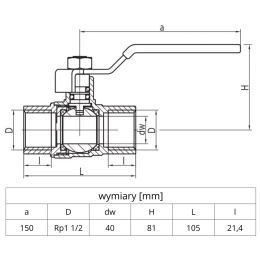 Zawór kulowy do gazu 1 1/2'' (DN40) VALVEX ORION