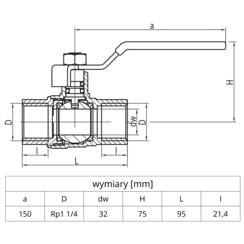 Zawór kulowy do gazu 1 1/4'' (DN32) VALVEX ORION