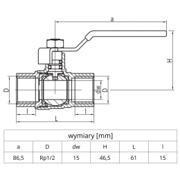 Zawór kulowy do gazu 1/2'' (DN15) VALVEX ORION