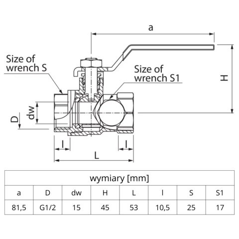 Zawór kulowy ze spustem i odpowietrznikiem 1/2'' (DN15) VALVEX ONYX