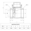 Zawór zwrotny klapowy PHA-021 PN16 1'' (DN25) PERFEXIM