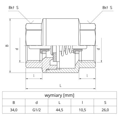 Zawór zwrotny z mosiężnym grzybkiem PHA-020 1/2'' (DN15) PERFEXIM Zawór zwrotny z mosiężnym grzybkiem PHA-020 1/2'' (DN15) PERFEXIM