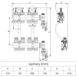 9-obwodowy rozdzielacz do ogrzewania podłogowego TWEETOP OPTIMUM