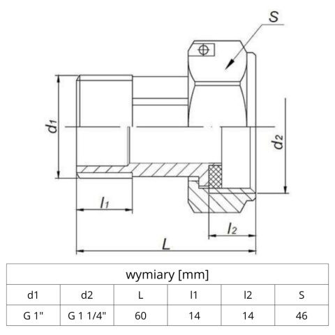 Komplet półśrubunków do wodomierza, ciepłomierza GZ 1'' - GW 1 1/4'' Komplet półśrubunków do wodomierza, ciepłomierza GZ 1'' - GW 1 1/4''