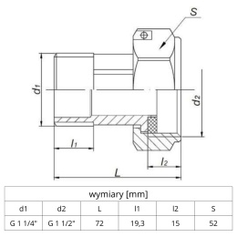 Komplet półśrubunków do wodomierza, ciepłomierza GZ 1 1/4'' - GW 1 1/2''