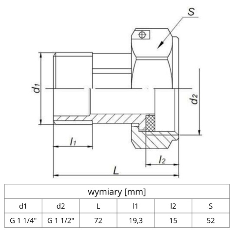 Komplet półśrubunków do wodomierza, ciepłomierza GZ 1 1/4'' - GW 1 1/2''