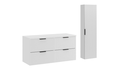 Zestaw meblowy 120cm ADEL WHITE z umywalką meblową SKY, szafką wysoką i lustrem Zestaw meblowy 120cm ADEL WHITE z umywalką meblową SKY, szafką wysoką i lustrem