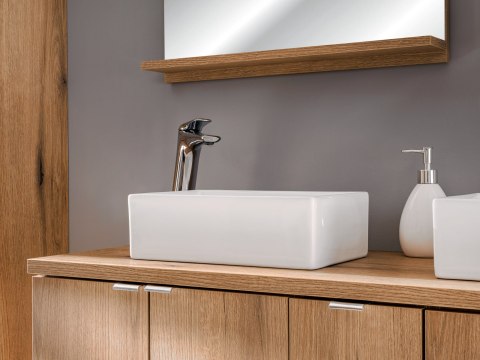 Zestaw meblowy Line Reed Green 60cm z blatem, umywalką nablatową Gaja oraz baterią Zestaw meblowy Line Reed Green 60cm z blatem, umywalką nablatową Gaja oraz baterią