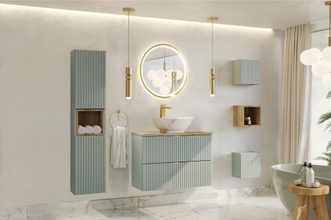 Zestaw meblowy 80cm Line Reed Green z blatem i czarną umywalką Zestaw meblowy 80cm Line Reed Green z blatem i czarną umywalką