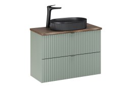 Zestaw meblowy 80cm Line Reed Green z blatem i czarną umywalką