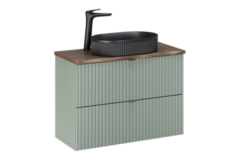 Zestaw meblowy 80cm Line Reed Green z blatem i czarną umywalką Zestaw meblowy 80cm Line Reed Green z blatem i czarną umywalką
