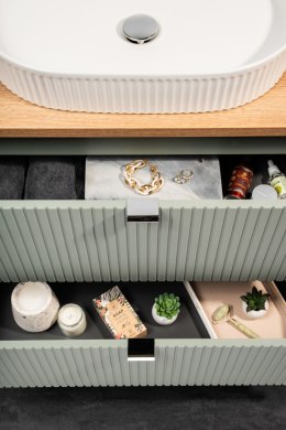 Zestaw meblowy 80cm Line Reed Green z blatem i czarną umywalką