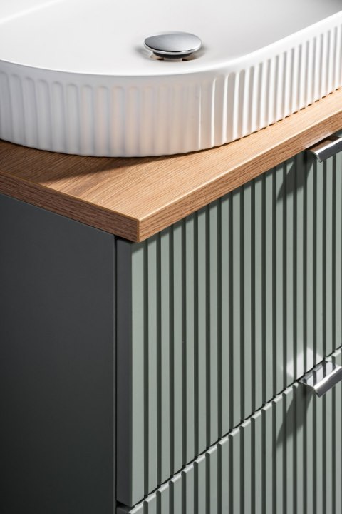 Zestaw meblowy 80cm Line Reed Green z blatem i czarną umywalką Zestaw meblowy 80cm Line Reed Green z blatem i czarną umywalką