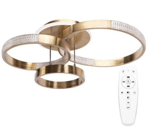 Lampa sufitowa nowoczesna LED G004-C złota szczotkowana z pilotem