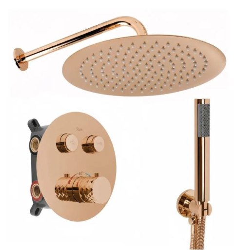 ZESTAW NATRYSKOWY PODTY LUNGO DIAMOND MIEDŹ TERMOS