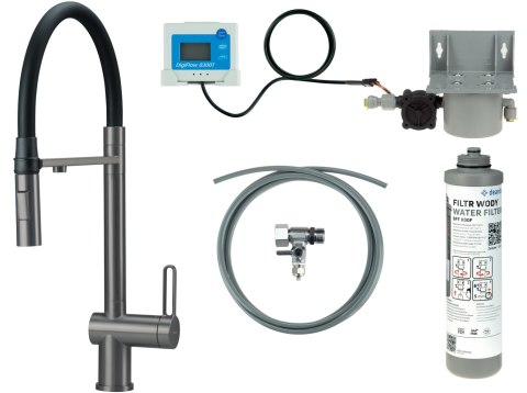 Bateria kuchenna z zestawem do filtracji wody
 z elastyczną wylewką