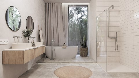 Bateria wannowa wolnostojąca z zestawem prysznicowym