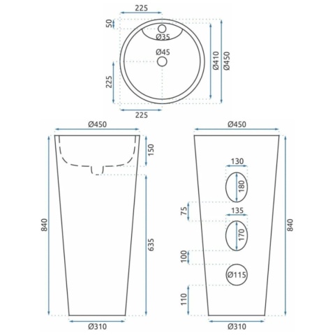 Umywalka wolnostojąca REA ANYA LAVA MATT
