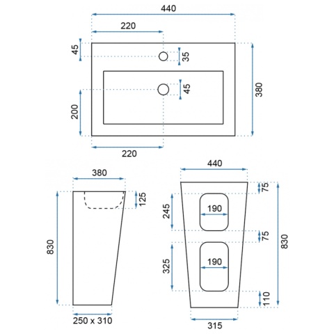 Umywalka wolnostojąca REA DARIA