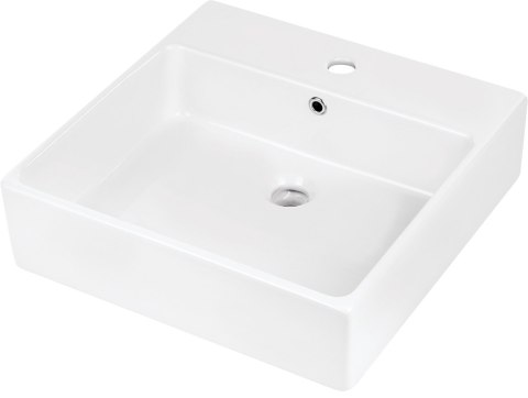 Umywalka ceramiczna nablatowa/ścienna z miejscem na baterię - 50x50 cm