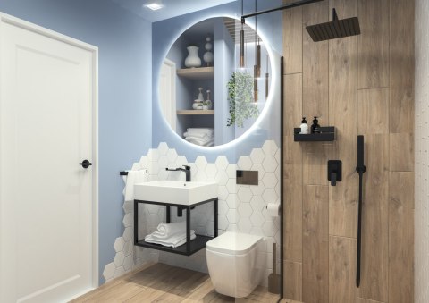 Umywalka ceramiczna nablatowa/ścienna z miejscem na baterię - 50x50 cm