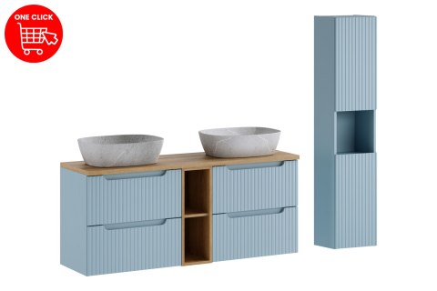 Zestaw meblowy 140cm z blatem, umywalką nablatową Anna i szafką wysoką