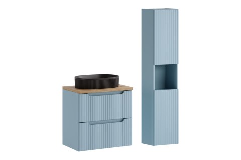 Zestaw meblowy 60cm z blatem, umywalką nablatową Beyond i szafką wysoką