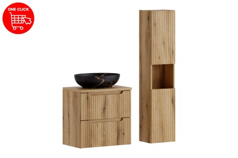 Zestaw meblowy 60cm z blatem, umywalką nablatową Mona i szafką wysoką