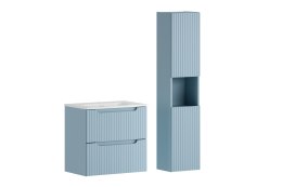 Zestaw meblowy 60cm z umywalką meblową SKY i szafką wysoką NOVA DENIM