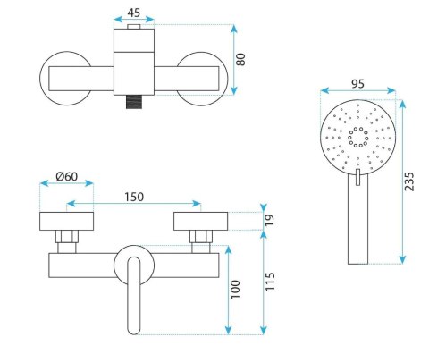 BATERIA PRYSZNICOWA JS-11804GG ONTARIO TYTAN