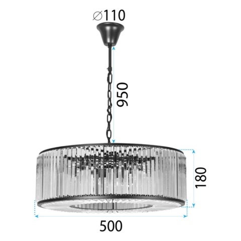 Lampa kryształowa wisząca APP1651-6CP czarna 50 cm
