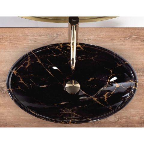 Umywalka nablatowa REA PAMELA BLACK MARBLE SHINY