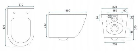 Miska WC REA CARLO MINI RIMLESS BRUSH GOLD/WHITE