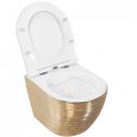 Miska WC REA CARLO MINI RIMLESS BRUSH GOLD/WHITE