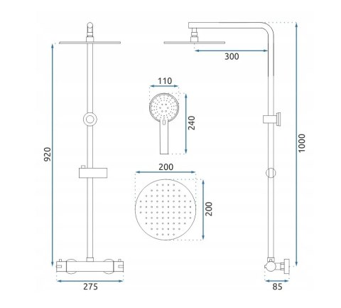 ZESTAW NATRYSKOWY BLISS ZŁOTY SZCZO TERMOSTAT