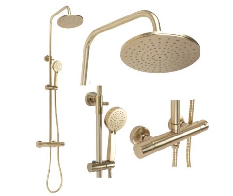 ZESTAW NATRYSKOWY PAROT ZŁOTY SZCZOTKOWANY TERMOST