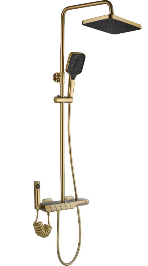 ZESTAW NATRYSKOWY ROB ZŁOTY SZCZOTKOWANY TERMOSTAT
