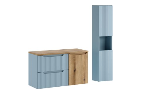 Zestaw meblowy 100cm z blatem, szafką z koszem na praniem i szafką wysoką