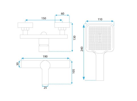 BATERIA PRYSZNICOWA MY2021-8B ARGUS CZARNA