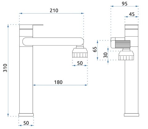 BATERIA UMYWALKOWA PACO NIKIEL SZCZOTKOWANY WYSOKA