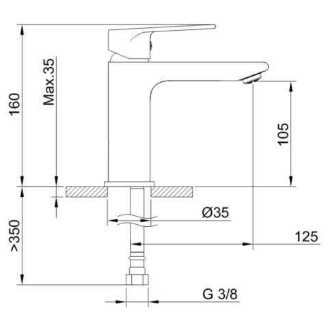 Bateria umywalkowa stojąca, 1-uchwytowa VITALLE