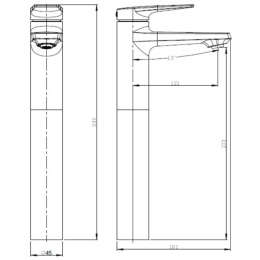 Bateria umywalkowa stojąca, wysoka, 1-uchwytowa, 1-otworowa VITALLE