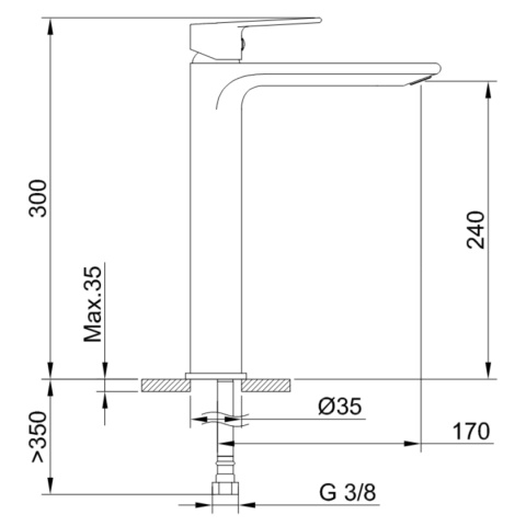 Bateria umywalkowa stojąca, wysoka, 1-uchwytowa VITALLE