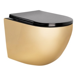 Miska WC REA CARLO MINI RIMLESS GOLD BLACK