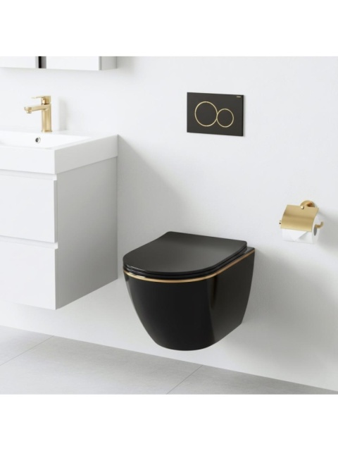 Miska WC REA CARLO MINI TORNADO BLACK GOLD EDGE