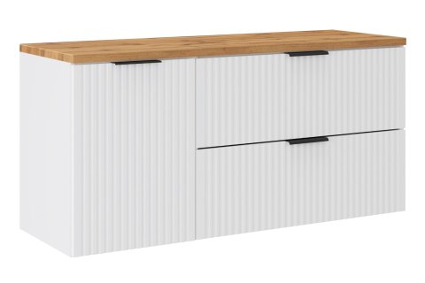 Zestaw meblowy 120cm z blatem i szafką z koszem na pranie ADEL WHITE
