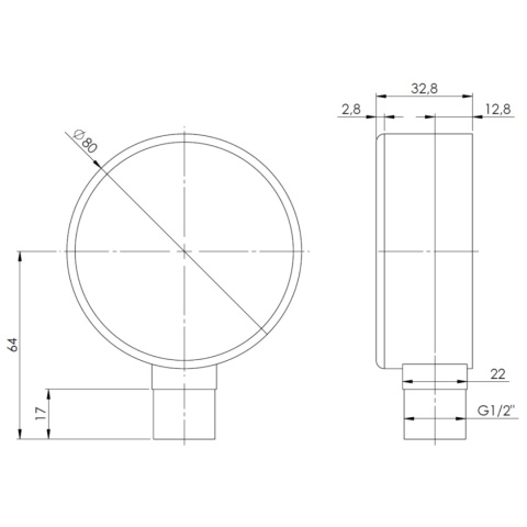 Manometr grzewczy RF 80 (0÷6 bar, G1/2'') AFRISO
