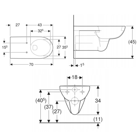 Miska ustępowa, lejowa, wisząca dla niepełnosprawnych KOŁO NOVA PRO