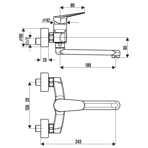 Ścienna bateria zlewozmywakowa VIGOUR ONE